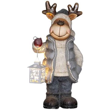 Dekoracja świąteczna, figurka jelenia z oświetleniem LED, wielokolorowa, 25,5 × 19,5 × 52 cm