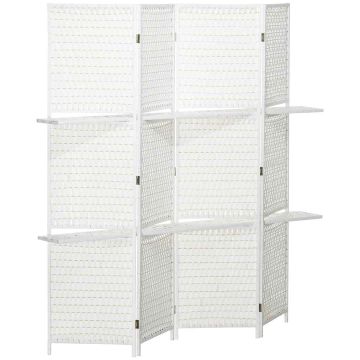 Room divider, 4 panels, 2 shelves