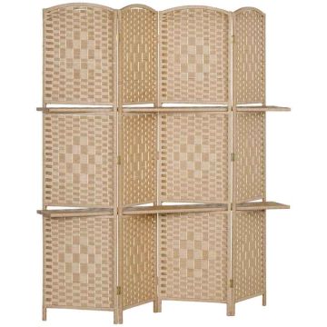 Parawan pokojowy Aosom 830-813V00ND, 4 części, 2 półki, 160 × 170 × 1,6 cm