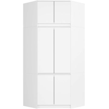 Szafa narożna AKORD S100, 6 drzwi, biała, 100/100 × 235 × 50 cm