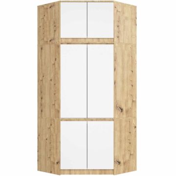Szafa narożna S100, 6 drzwi, dąb/biały, 100 × 235 × 50 cm