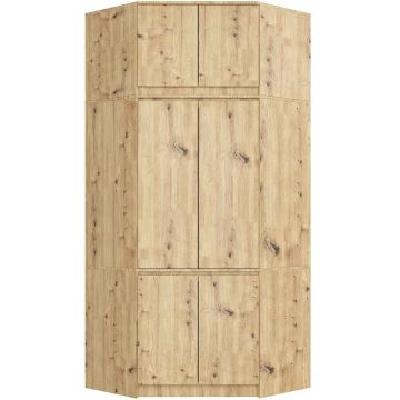 Szafa narożna S100, 6 drzwi, brąz, 100 × 235 × 50 cm