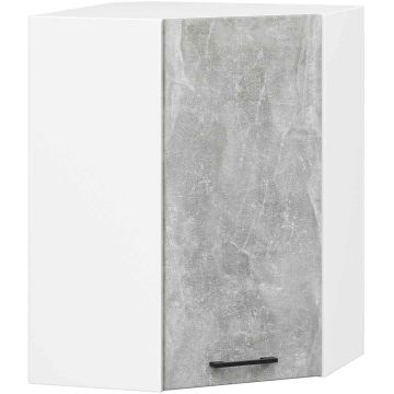 Szafka kuchenna narożna wisząca OLIWIA szer. 60/60 wys. 720, 1 drzwi, 2 półki, biało-szara, 60 × 72 × 30 cm