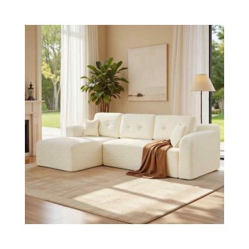 Narożna sofa modułowa VASAGLE, lewa, z szezlongiem, szara, 150 × 244 × 73 cm