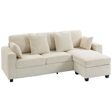 Sofa narożna, odwracalna, 3-osobowa, beżowa, 235,5 × 145 × 88 cm