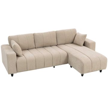 Sofa narożna lewa/prawa, 3-osobowa, beżowa, 242 × 87–156 × 87 cm