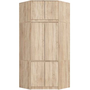 Szafa narożna AkordV2 S100, 6 drzwi, brąz, 100 × 235 × 50 cm