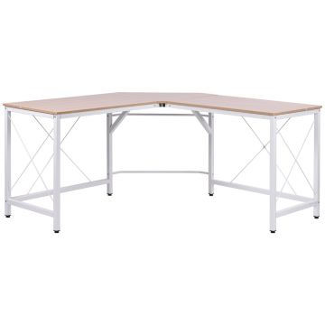 Biurko narożne Homcom 150x150x76cm, białe/jasnobrązowe