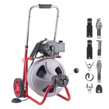 Sewer cleaning machine VEVOR JR-400Z, 8 cutters, 627 × 435 × 620–940 mm
