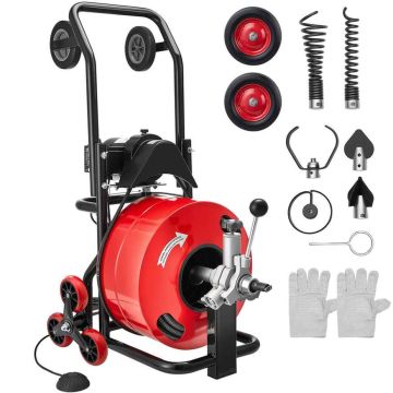 Sewer cleaning machine VEVOR JR-7500, automatic feeding, 65 × 52 × 104.5 cm