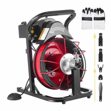 Maszyna do czyszczenia kanalizacji VEVOR RC-9002L, podawanie automatyczne, 4 noże, 435 × 340 × 550 mm