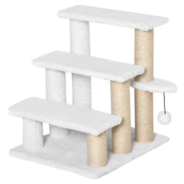 Cat scratching post stairs PawHut 45x40x48cm., white/beige