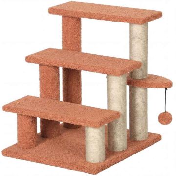 Cat scratching post stairs PawHut 45x40x48cm., brown/beige