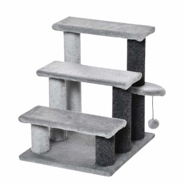 Schody dla kota PawHut 45x40x48cm, szare/ciemnoszare