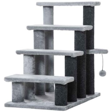 Schody dla kota PawHut 60x40x64cm, szare/ciemnoszare