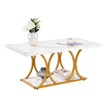 Stolik kawowy VEVOR ZH633, 2-poziomowy, biały, 100 × 45 × 55 cm