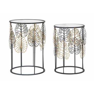 Комплект журнальных столиков Foglie Glam, 2 шт, Ø 38 × 55 см и Ø 33 × 50 см