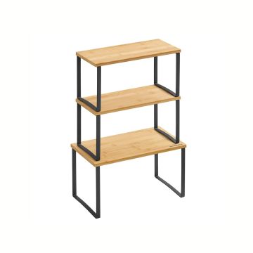 Set of 3 spice racks, light brown/black