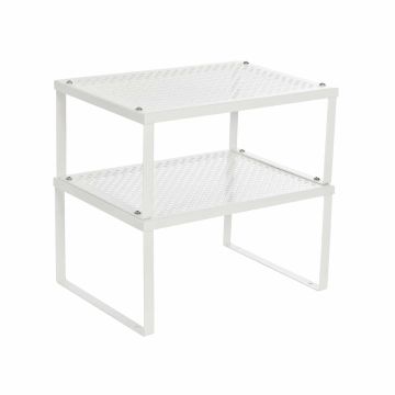 Zestaw 2 metalowych organizerów/półek kuchennych, biały