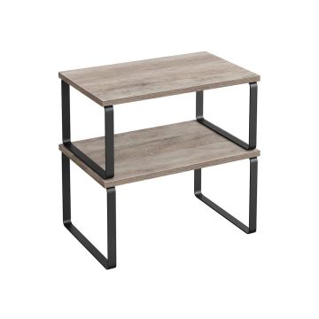 Set of 2 kitchen shelves, black/light brown