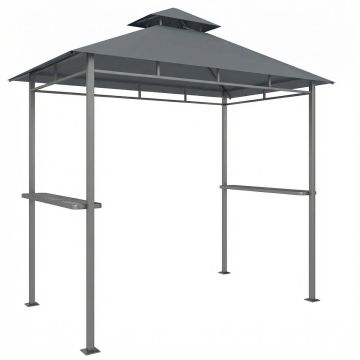 Pawilon grillowy, podwójny dach, szary, 245 × 146 × 255 cm