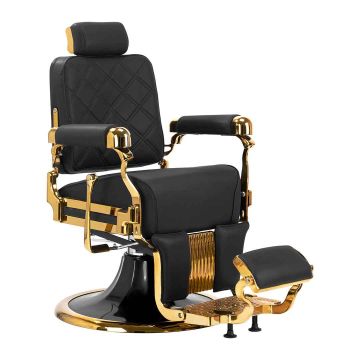 Barber chair Gabbiano Leonardo, Hydraulic, Black and gold