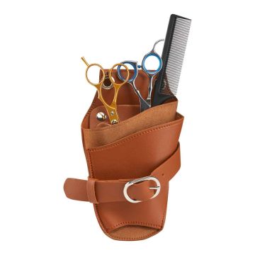 Walizka na narzędzia fryzjerskie ActiveShop, 3 kieszenie, 4 przegródki, brązowa, 11 × 21,5 cm