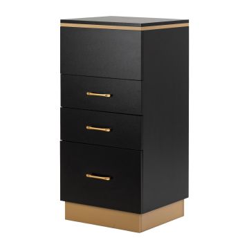 Hairdressing assistant Gabbiano 2027G, 3 drawers, Black/gold