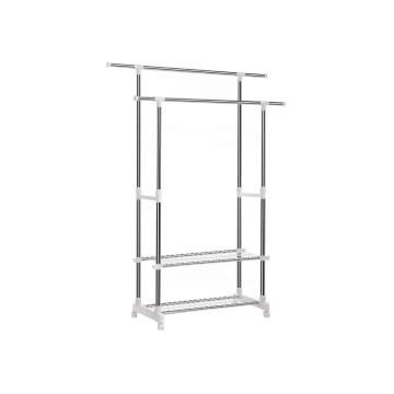 Clothes rack with shoe compartment, white