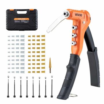 Rivet nut tool set VEVOR DY-607, 8 mandrels and 80 nuts, 230 × 185 × 33 mm