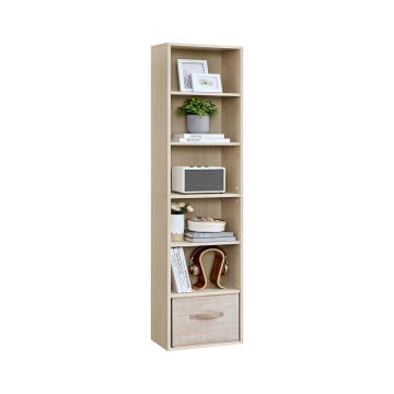 Regał VASAGLE LBC167L01, 6-poziomowy, ze schowkiem, 40 × 178,5 × 24 cm