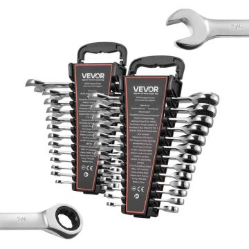 Combination wrench set VEVOR JG0026GY, 26 pcs, Silver