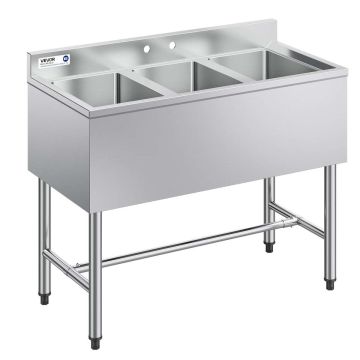 Коммерческая мойка VEVOR JC-BAR-3B38-320, 3 секции, 978 × 470 × 838 мм