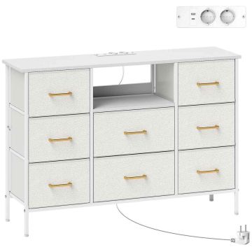 Komoda 8 szuflad, biała, 110 × 30 × 76 cm