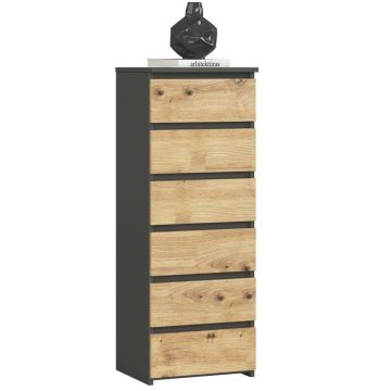 Komoda AKORD CL6, 6 szuflad, szaro-brązowy, 40 × 109 × 35 cm