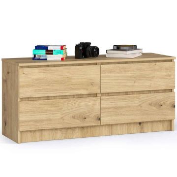 Komoda AKORD K120, 4 szuflady, brąz, 120 × 55 × 40 cm