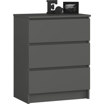 Komoda AKORD K60 3SZ, 3 szuflady, szara, 60 × 77 × 40 cm