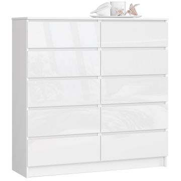 Komoda AkordV2 K120, 10 szuflad, biała, 120 × 121 × 40 cm