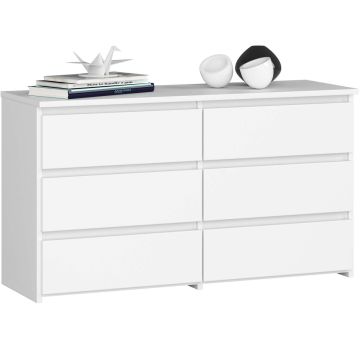 Komoda CL100, 6 szuflad, biała, 100 × 57 × 35 cm