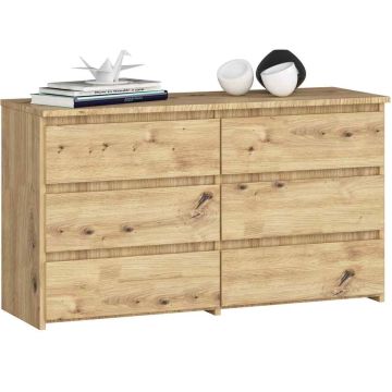 Komoda CL100, 6 szuflad, kolor dębowy, 100 × 57 × 35 cm