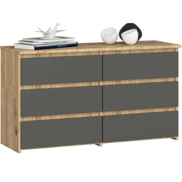 Komoda CL100, 6 szuflad, szaro-brązowa, 100 × 57 × 35 cm