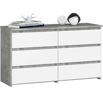 Komoda CL100, z 6 szufladami, szaro-biała, 100 × 57 × 35 cm