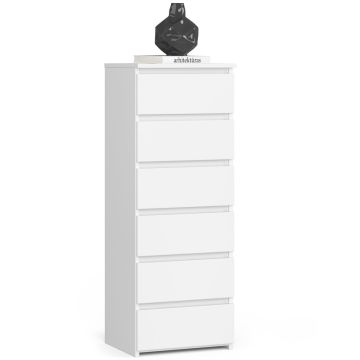 Komoda CL6, 6 szuflad, biała, 40 × 109 × 35 cm