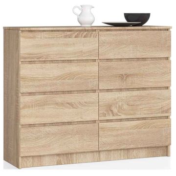 Komoda K120, 8 szuflad, kolor dąb, 120 × 99 × 40 cm