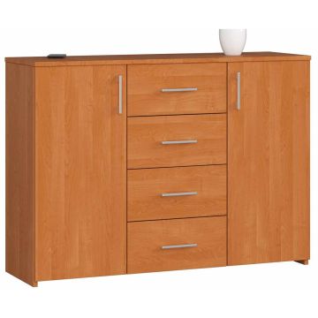 Komoda K45, 4 szuflady, 2 drzwi, brązowa, 110 × 80 × 35 cm