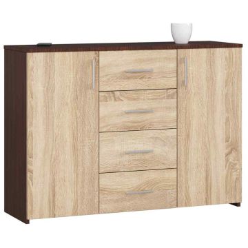 Komoda K45, 4 szuflady, brązowa, 110 × 80 × 35 cm
