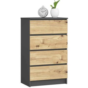 Komoda K60, 4 szuflady, szara, 60 × 99 × 40 cm