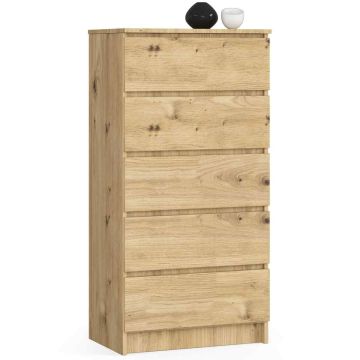 Komoda K60, 5 szuflad, brązowa, 60 × 121 × 40 cm