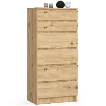 Komoda K60, 6 szuflad, brązowa, 60 × 130 × 40 cm