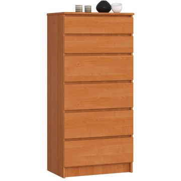 Komoda K60, 6 szuflad, brązowa, 60 × 130 × 40 cm